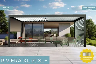 Pergola très grande dimension en aluminium a lames retractables à Mougins