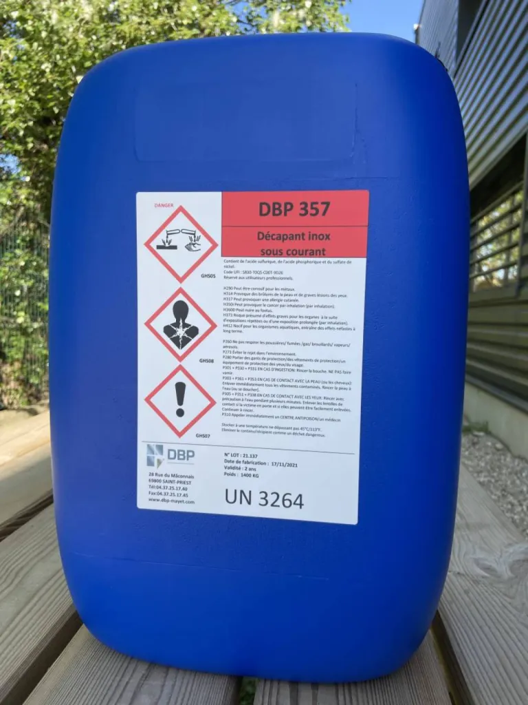 Produit de traitement des métaux en inox décapant pour bain sous courant - Charente-Maritime (17)