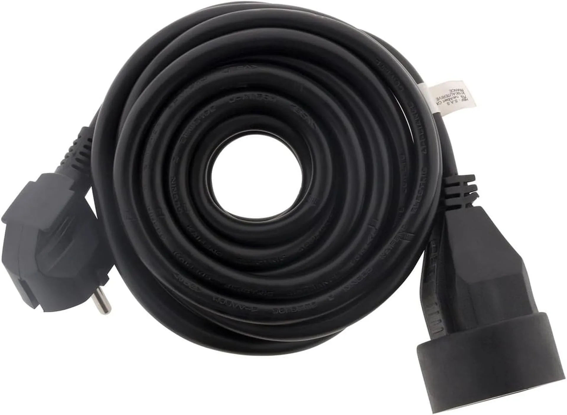 Rallonge électrique 16A 2P+T HO5VV-F 3G1,5mm² - Noir 3m