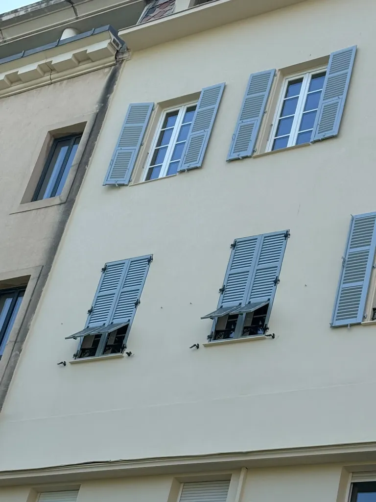 Des volets battants persiennés en aluminium fabriqués sur mesure pour s'adapter parfaitement à chaque façade.
