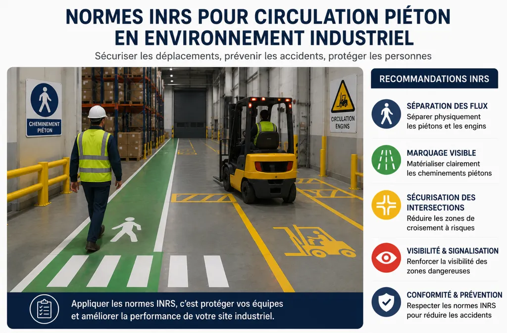 Recommandations INRS pour la circulation piéton en environnement industriel 
