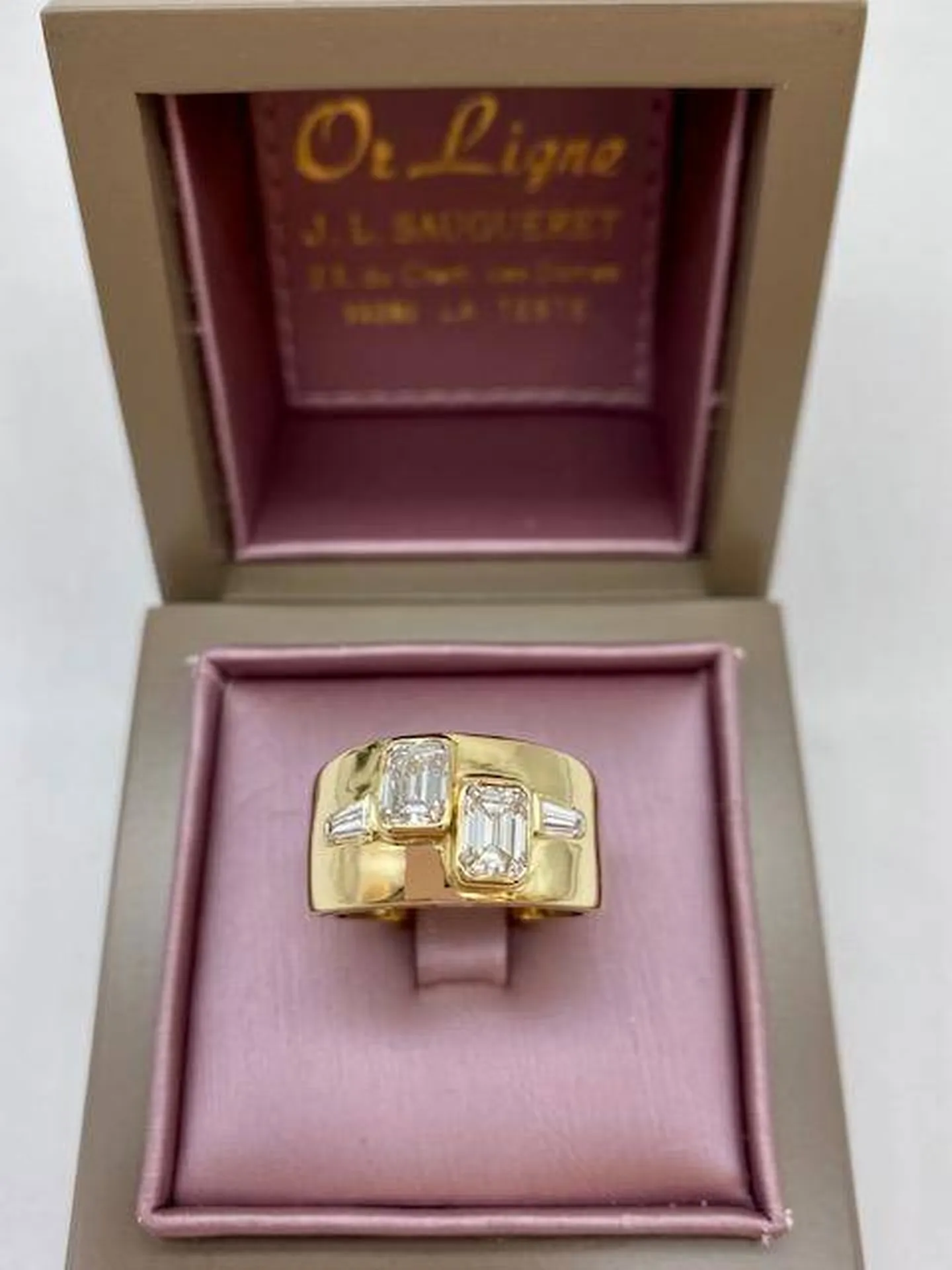 Bague or 750/1000ème et diamants taille émeraude occasion Or Ligne Bordeaux  Bassin d'Arcachon