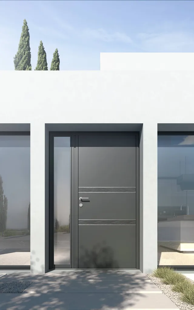 Porte d'entrée modèle sahara de qualité en aluminium K-LINE