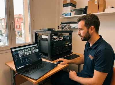 Configuration système NVR professionnel avec gestion des accès utilisateurs, règles de conservation des images et sécurisation réseau conforme RGPD pour entreprise à Draguignan