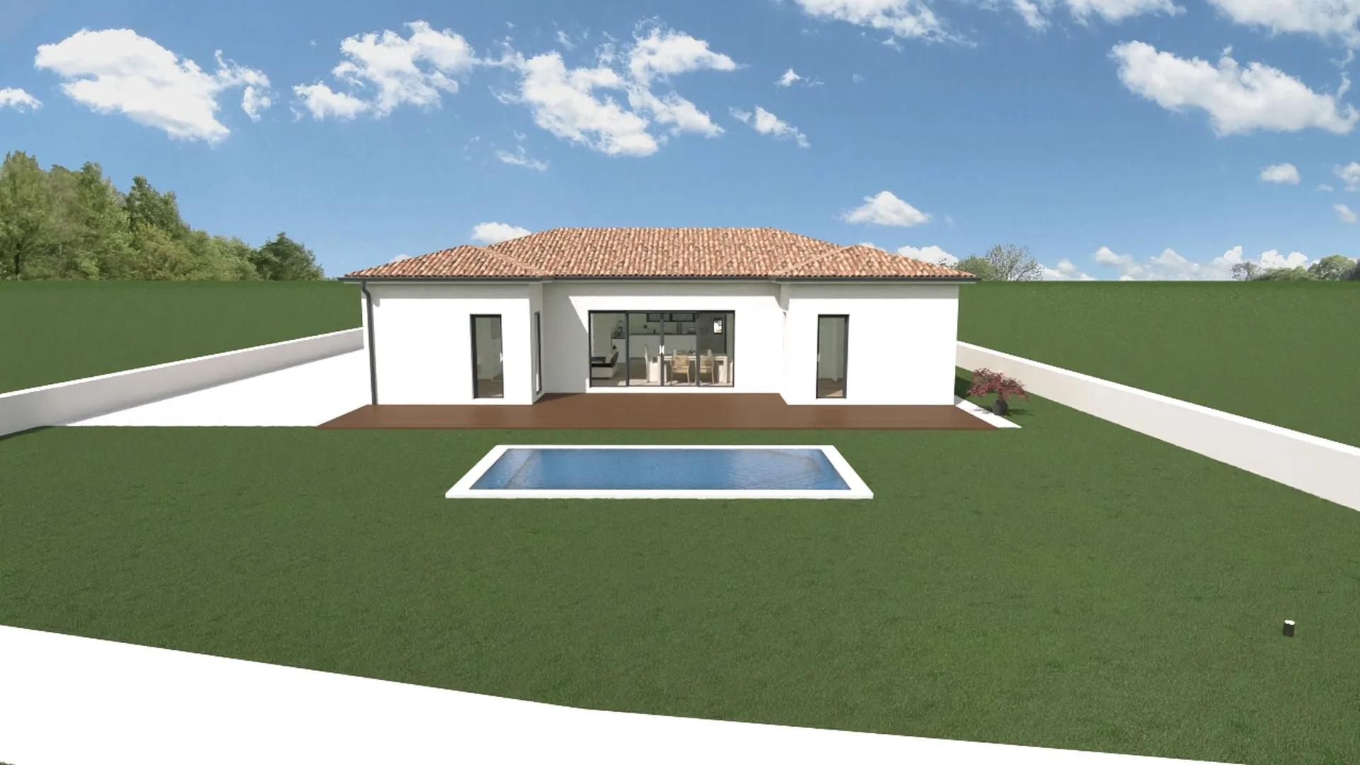 Maison moderne en U de plain pied pour un projet de construction à Saint-Jean