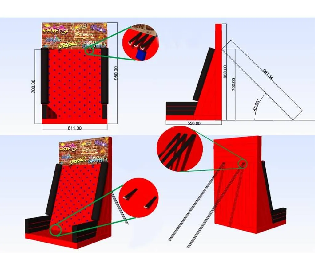 Fabrication Mur d‘escalade gonflable rouge et noir à Auxerre et partout en france
