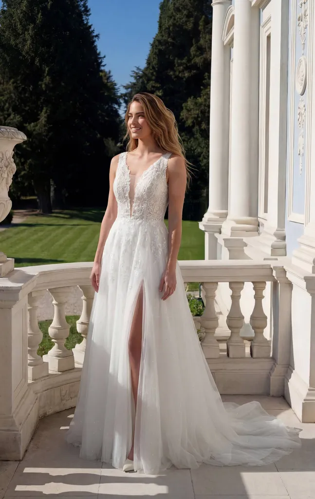 Robe de mariée bohème dos nu et fente à Istres 