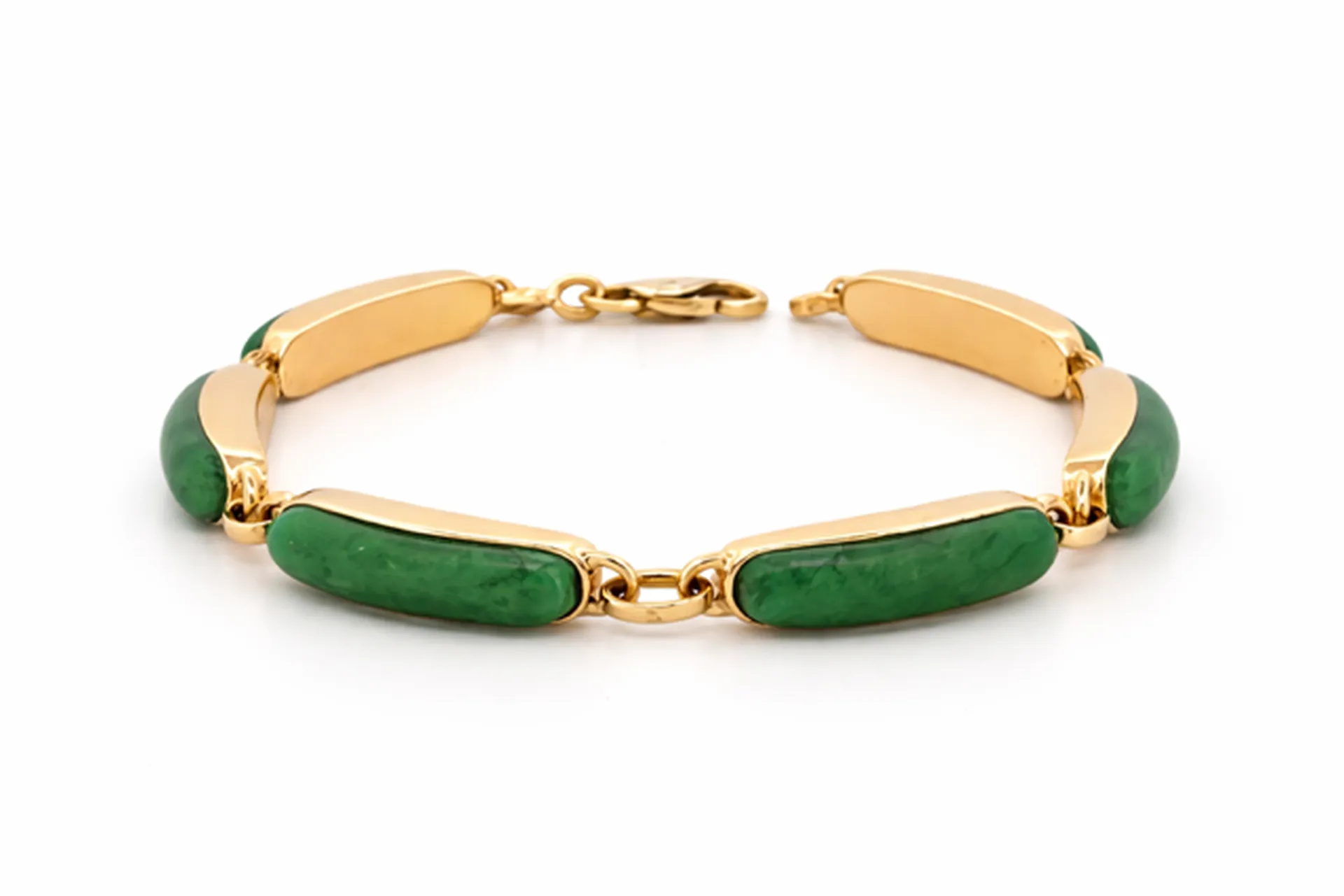 Bracelet en or 750 et jade vert cabochon dépôt vente Or Ligne La Teste-de-Buch