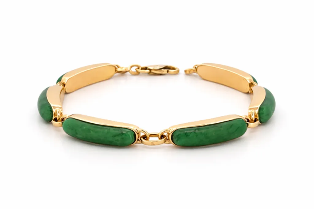 Bracelet en or 750 et jade vert cabochon dépôt vente Or Ligne La Teste-de-Buch