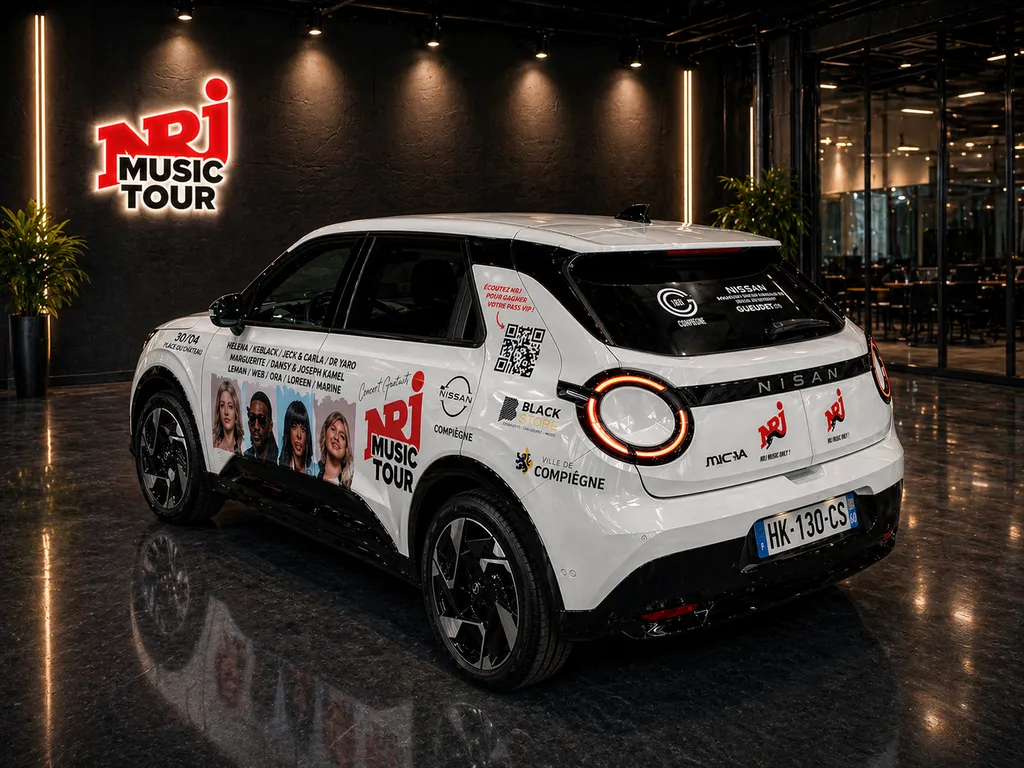 Réalisation d'un marquage véhicule pour NRJ Music Tour à Compiègne Haut de France
