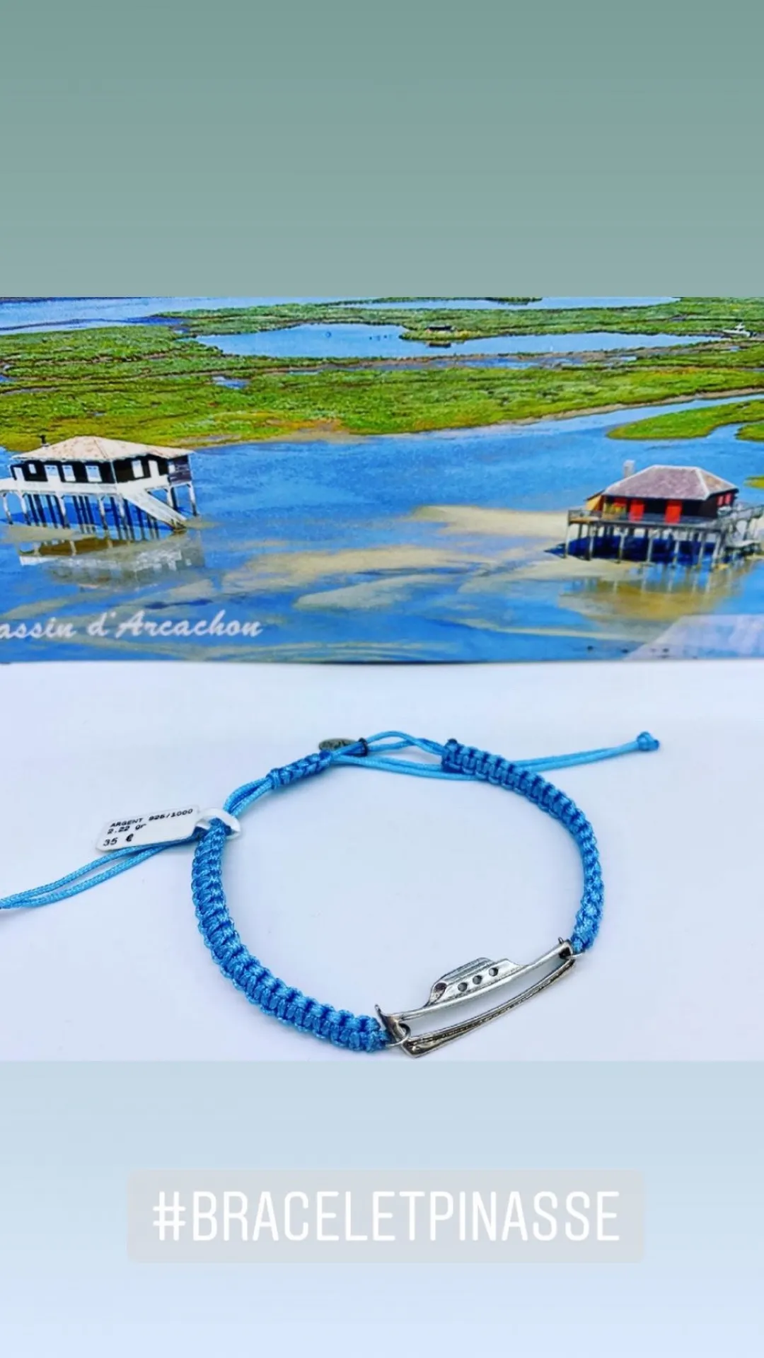 bracelet pinasse argent 925/1000ème Arcachon or ligne