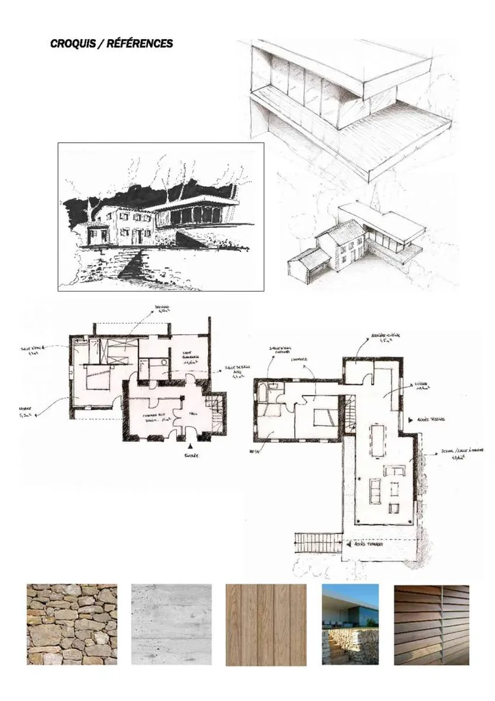 esquisse - Extension d'architecte d'une villa près d'Aix en Provence