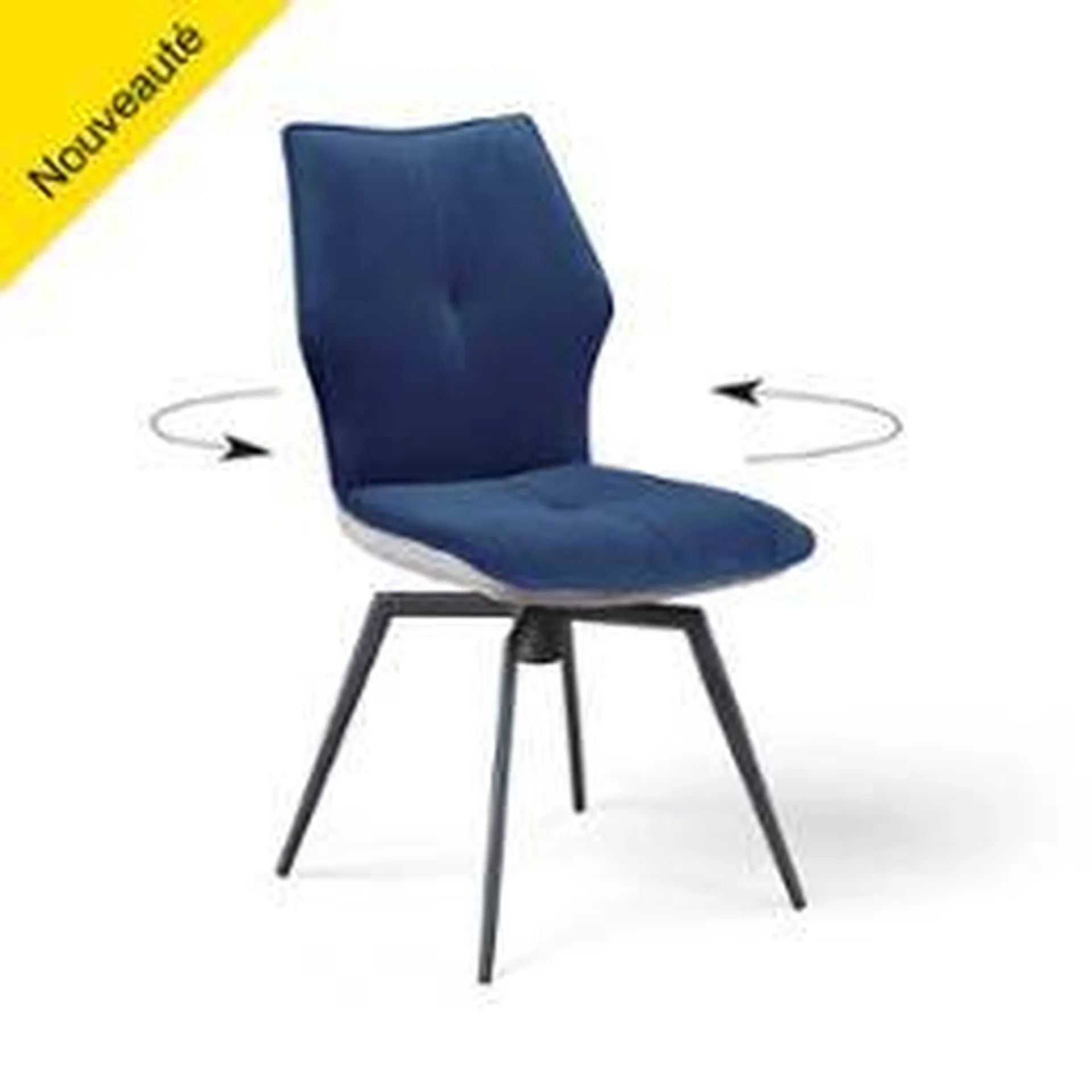 CHAISE PALOMA TISSU VELOURS BLEU MARINE