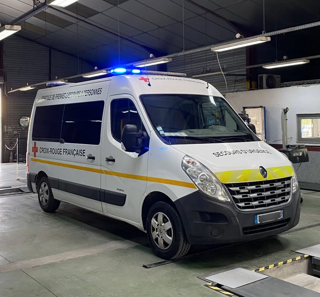 Ambulance qui passe son contrôle technique chez Autosur Martigues près de Fos-sur-Mer