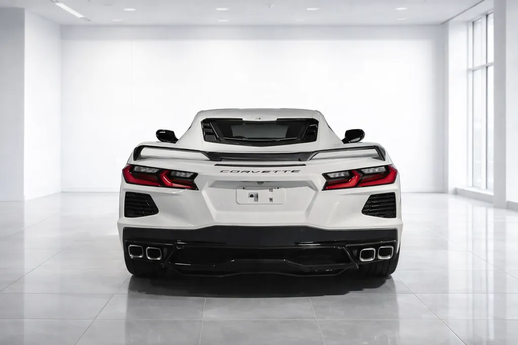 Chevrolet Corvette C8 blanche – vue arrière supercar américaine à Bordeaux