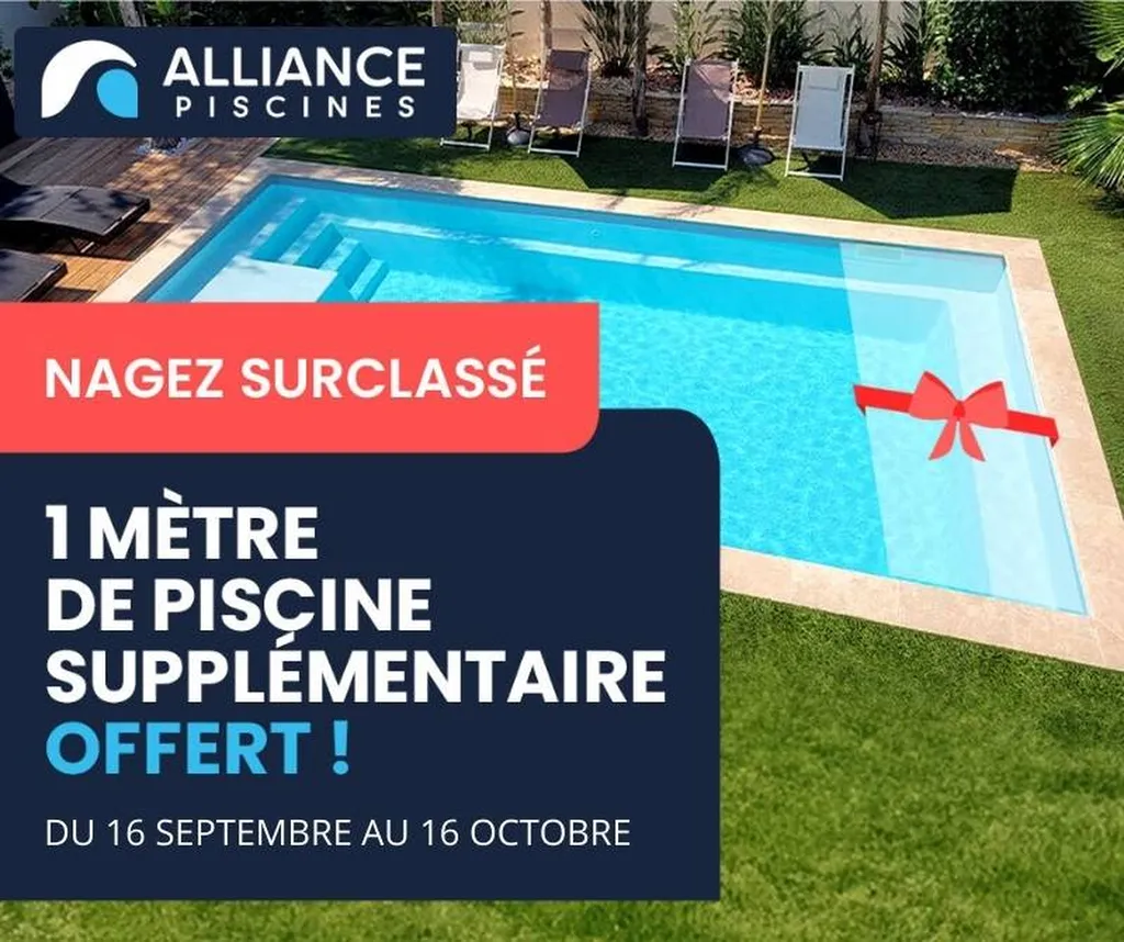 1metre de piscine en coque polyester en plus offert gratuitement