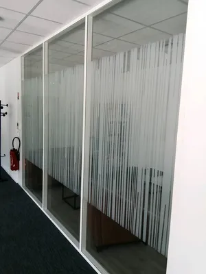 Pose de films intimité,occultants et décoratif sur cloisons vitrées. Nice 06.