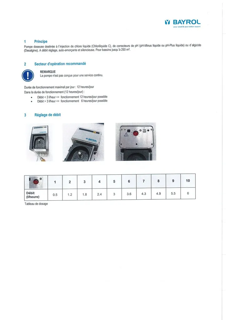 POMPE DOSEUSE PERISTALTIQUE DEBIT AJUSTABLE DE 1.5 à 6 LH AVEC CREPINE BIDON