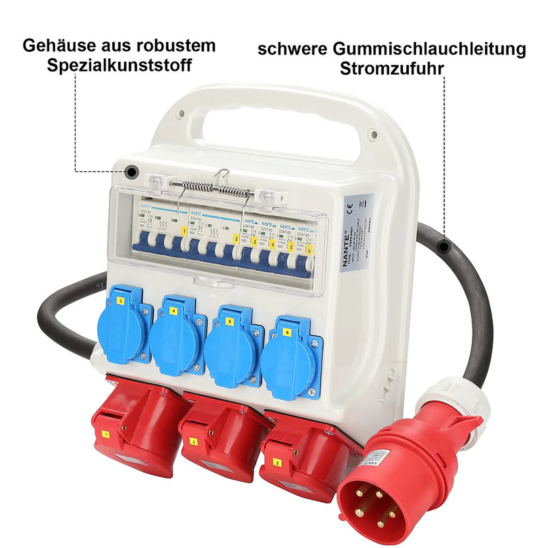 COFFRET ELEC 32A TRI VERS 1X 32A TRI + 2X16ATRI+ 4 PC16A MONO