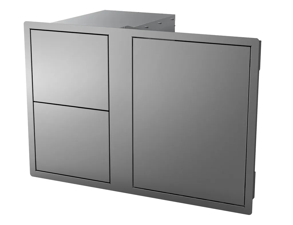 Porte simple avec double tiroirs en acier inoxydable