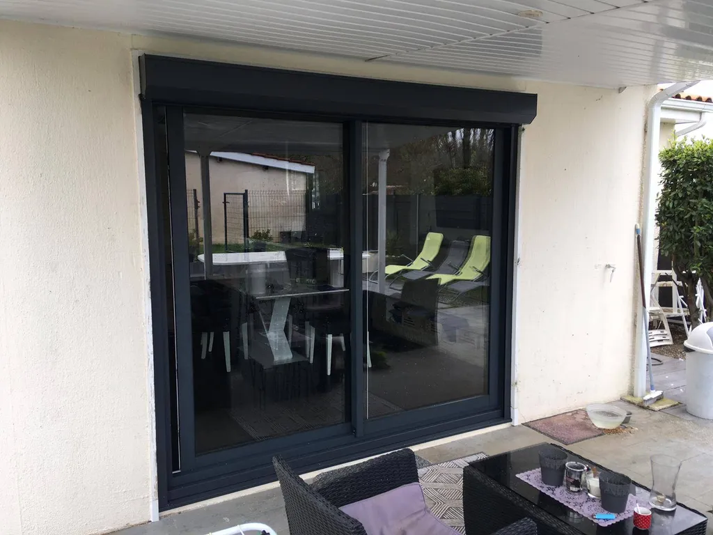 Rénovation d'un coulissant aluminium gris 7016 sur Lormont prés de Bordeaux 