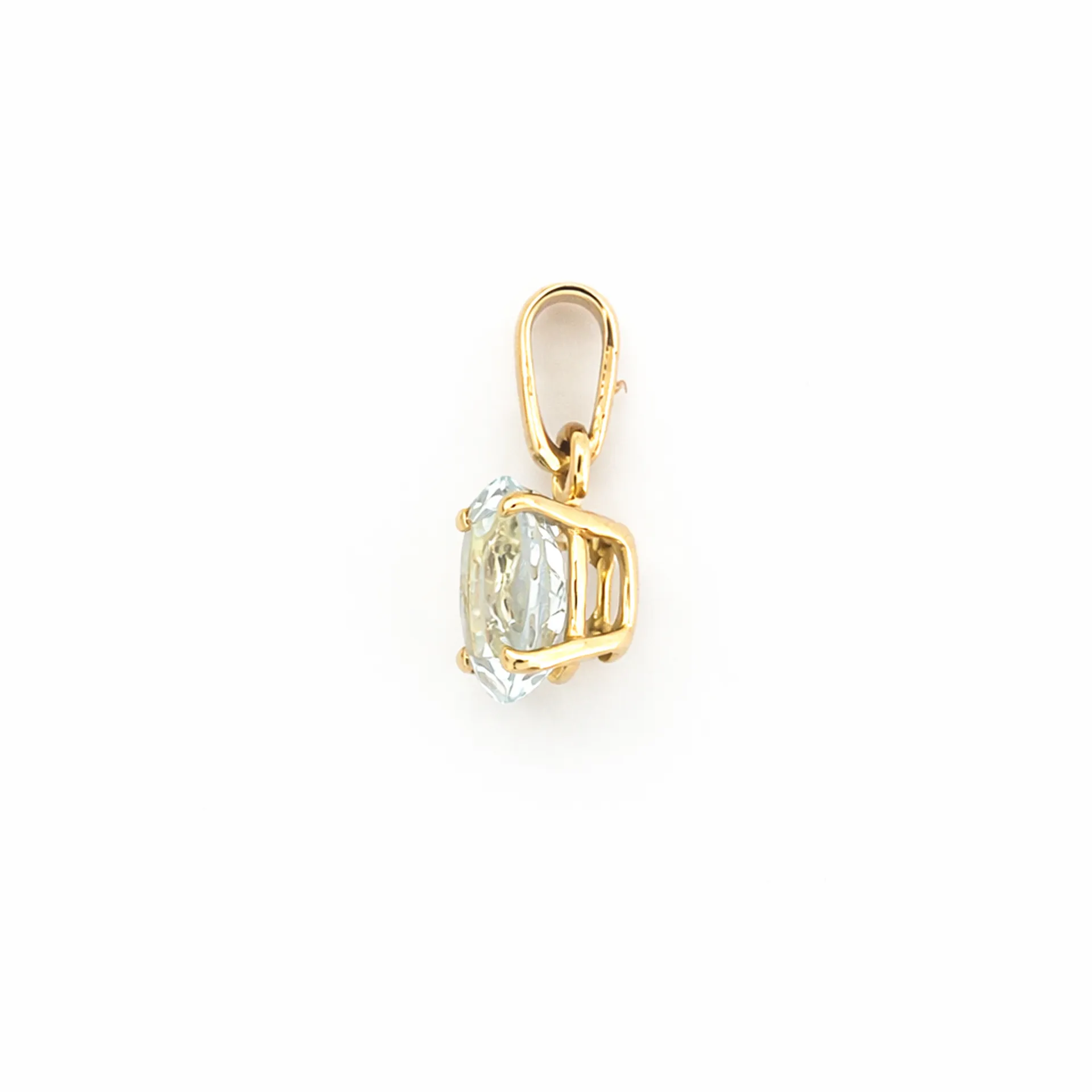 Pendentif pierre bleue aigue marine or 750 bijouterie Or Ligne Gironde