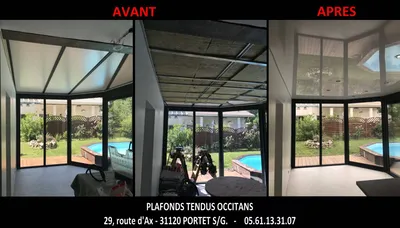 La pose d'un plafond tendu dans une véranda est tout  à fait envisageable