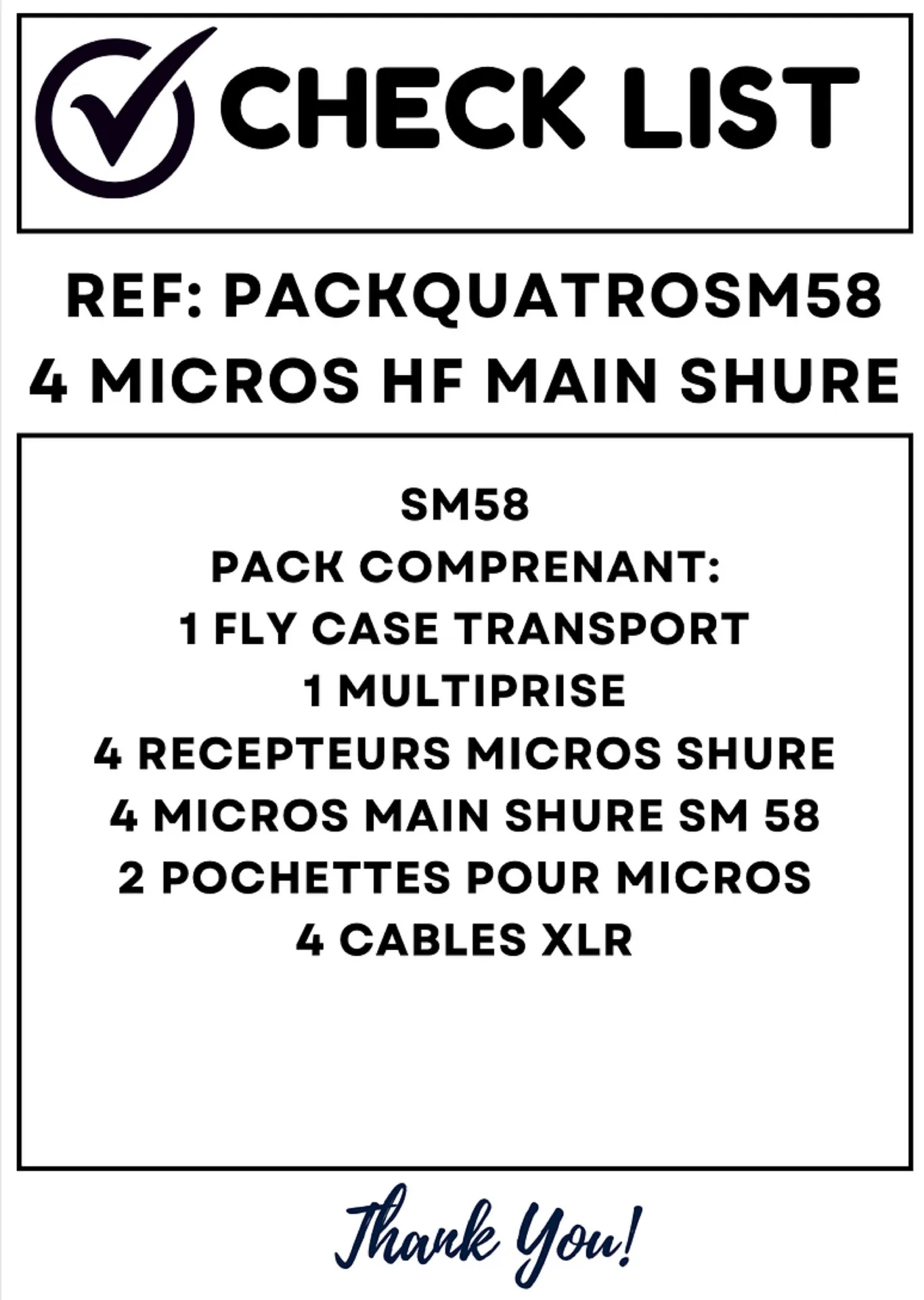 PACK 4 MICROS HF MAIN SHURE SM 58