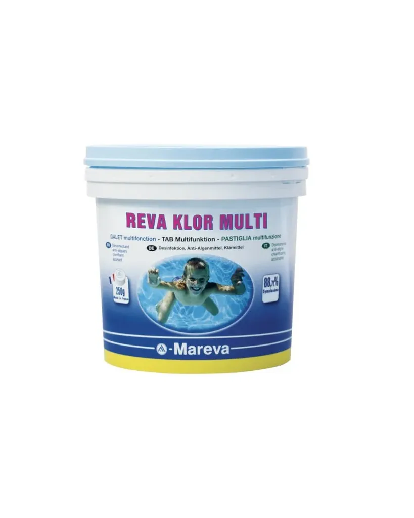 désinfectant, stabilisateur pH clarifiant et alguicide seau piscine