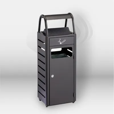 Cendrier corbeille extérieur Ginevra 29 litres installé devant une entreprise à Mont-de-Marsan, Landes (40), Nouvelle-Aquitaine, disponible partout en France pour collectivités et professionnels