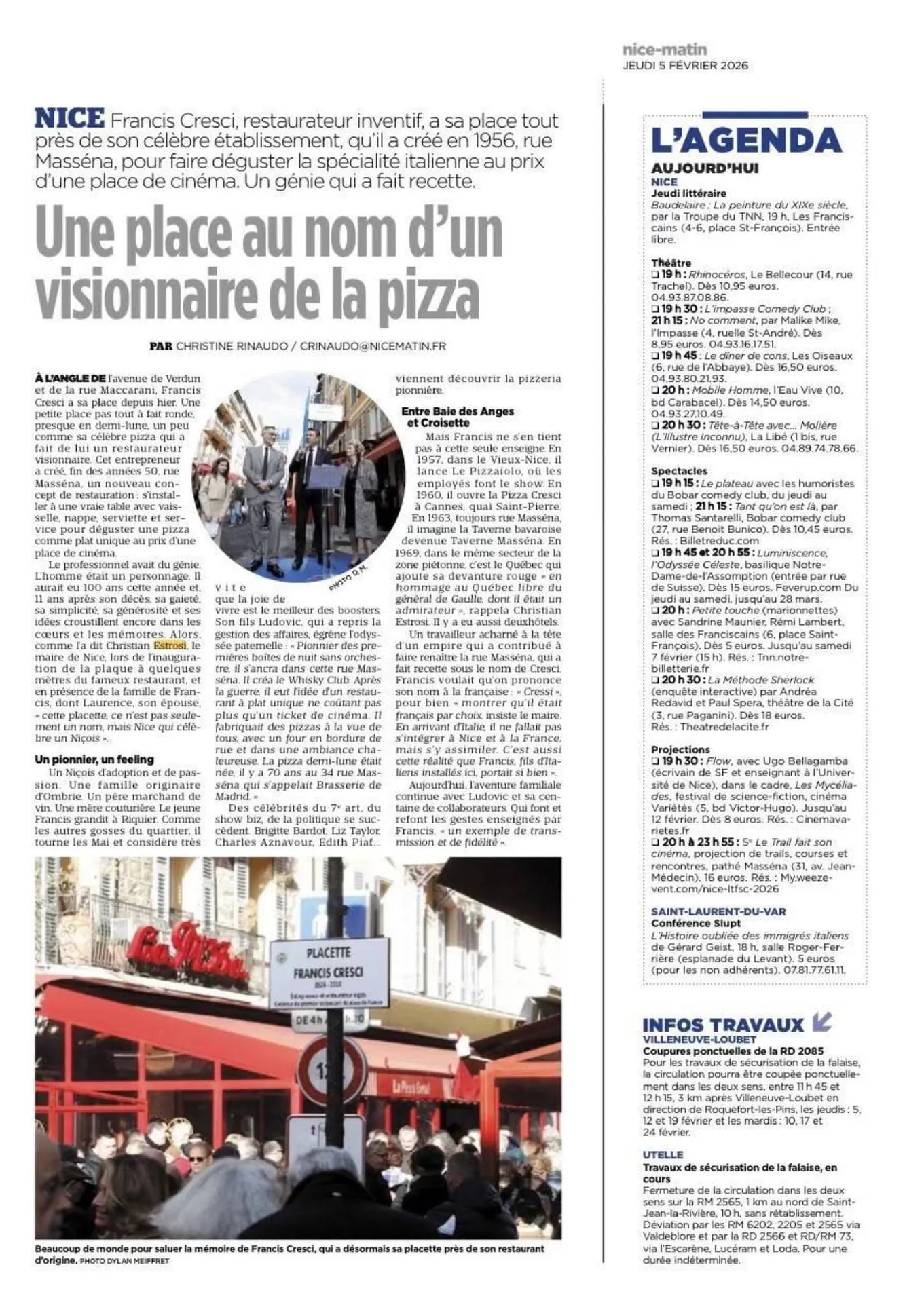 Nice rend hommage à la famille Cresci : une placette pour un nom devenu légende