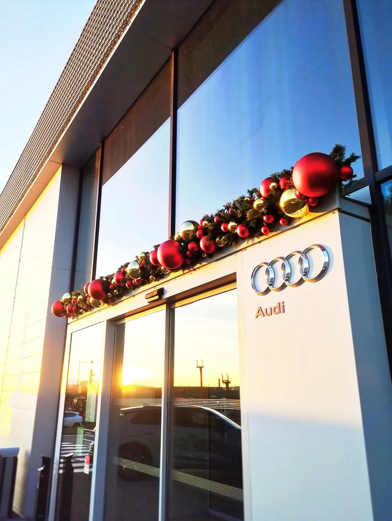 Guirlande décorée sur façade extérieure pour AUDI à Saint Fons