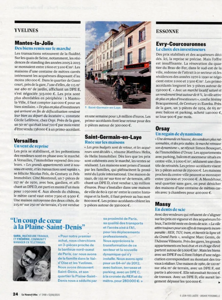 HELIX IMMOBILIER mis à l'honneur dans Le Nouvel Obs de Juin 2025