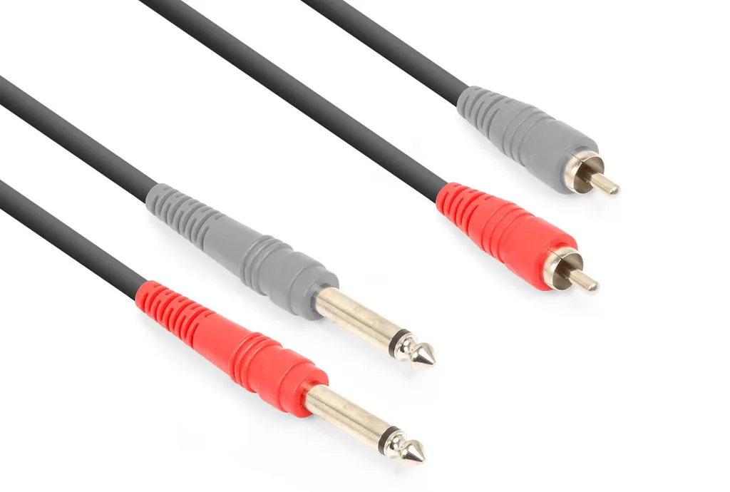 CORDON AUDIO 2 X JACK 6,35 MÂLE MONO / 2 X RCA MÂLE, 3 M - CX324-3