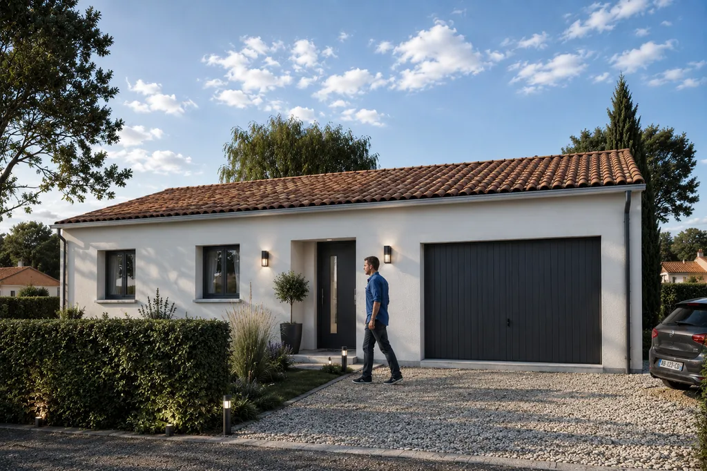 Maison neuve de 100m² sur la commune de Ludon médoc sur un terrain de 685m², avec un garage et 4 chambres de plein pied