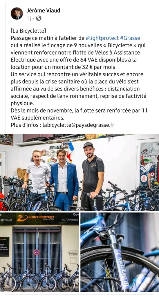 Flocage bicyclette pour la ville de Grasse 06 événement