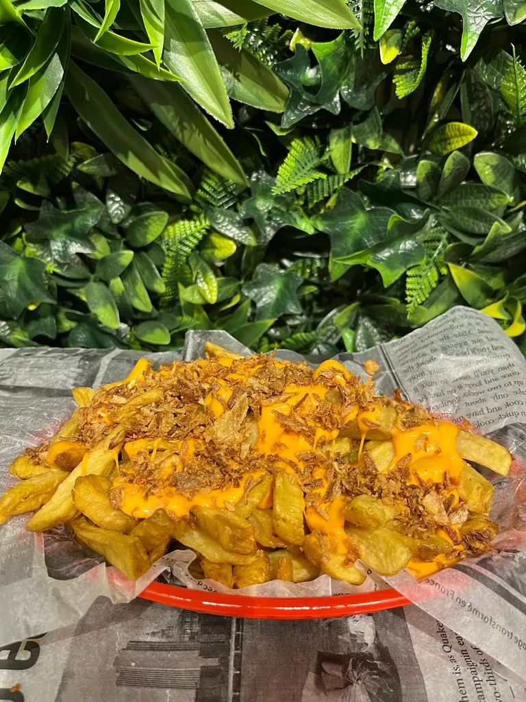 Déguster des frites cheddar oignon au Havre chez Beach Boy, restaurant de burgers savoureux en plein centre-ville animé.