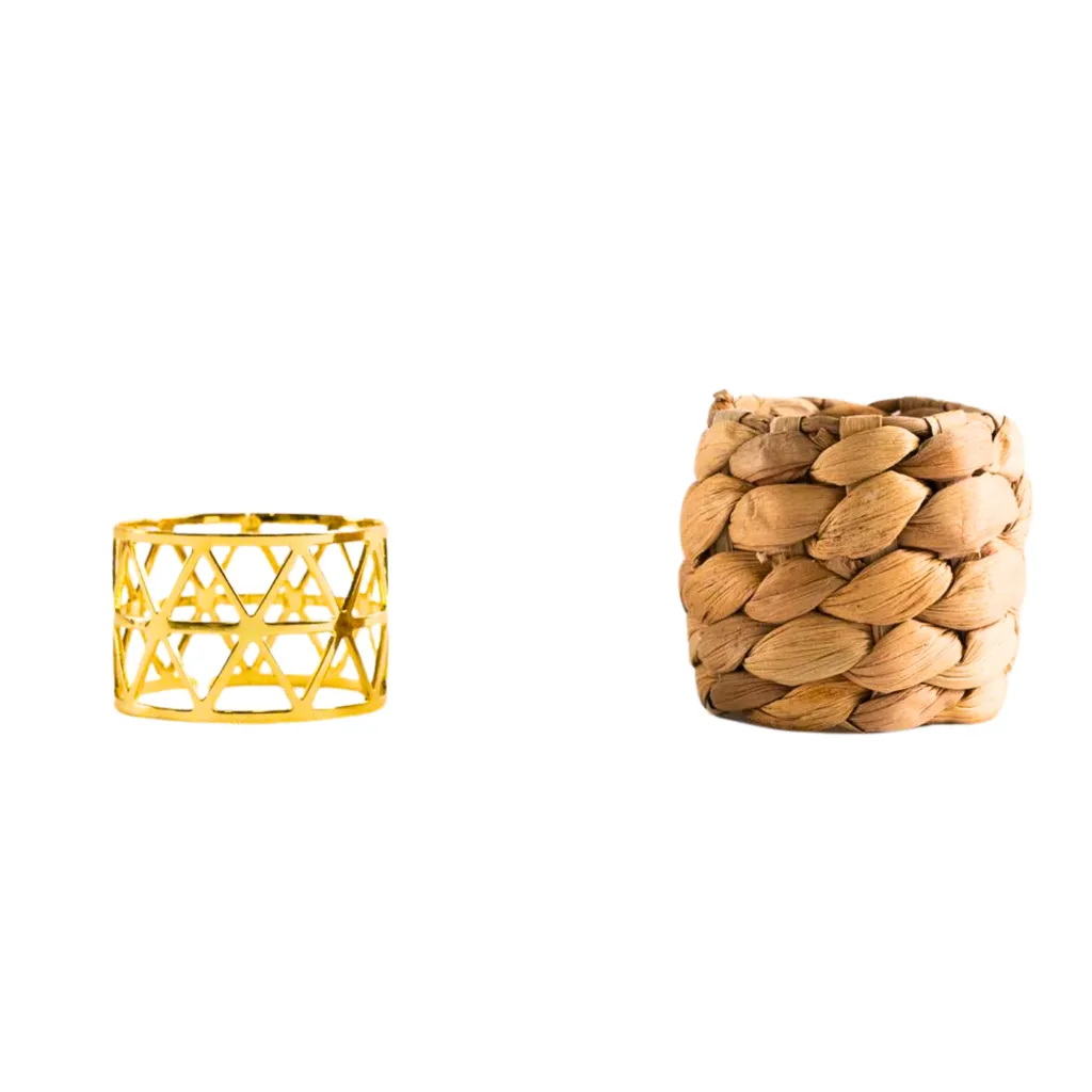 Ronds de serviette or & osier