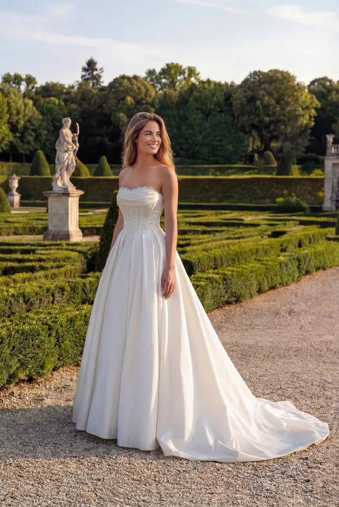 Robe de mariée en satin bustier à Marseille