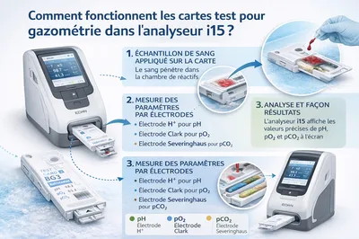 Carte test BG3 réfrigérée insérée dans un analyseur i15 à Nîmes