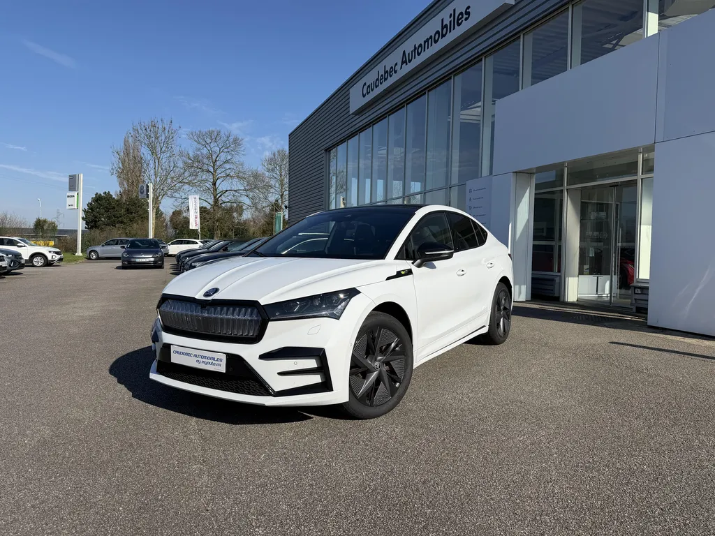 Vente Skoda Enyaq Coupé iV RS occasion 299 ch 4x4 électrique disponible chez votre concessionnaire auto proche le Havre