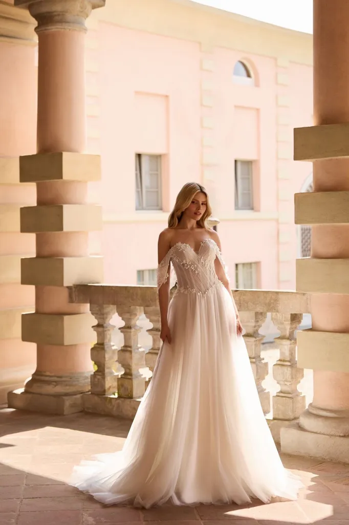 Robe de mariée trapèze en tulle fluide Marseille