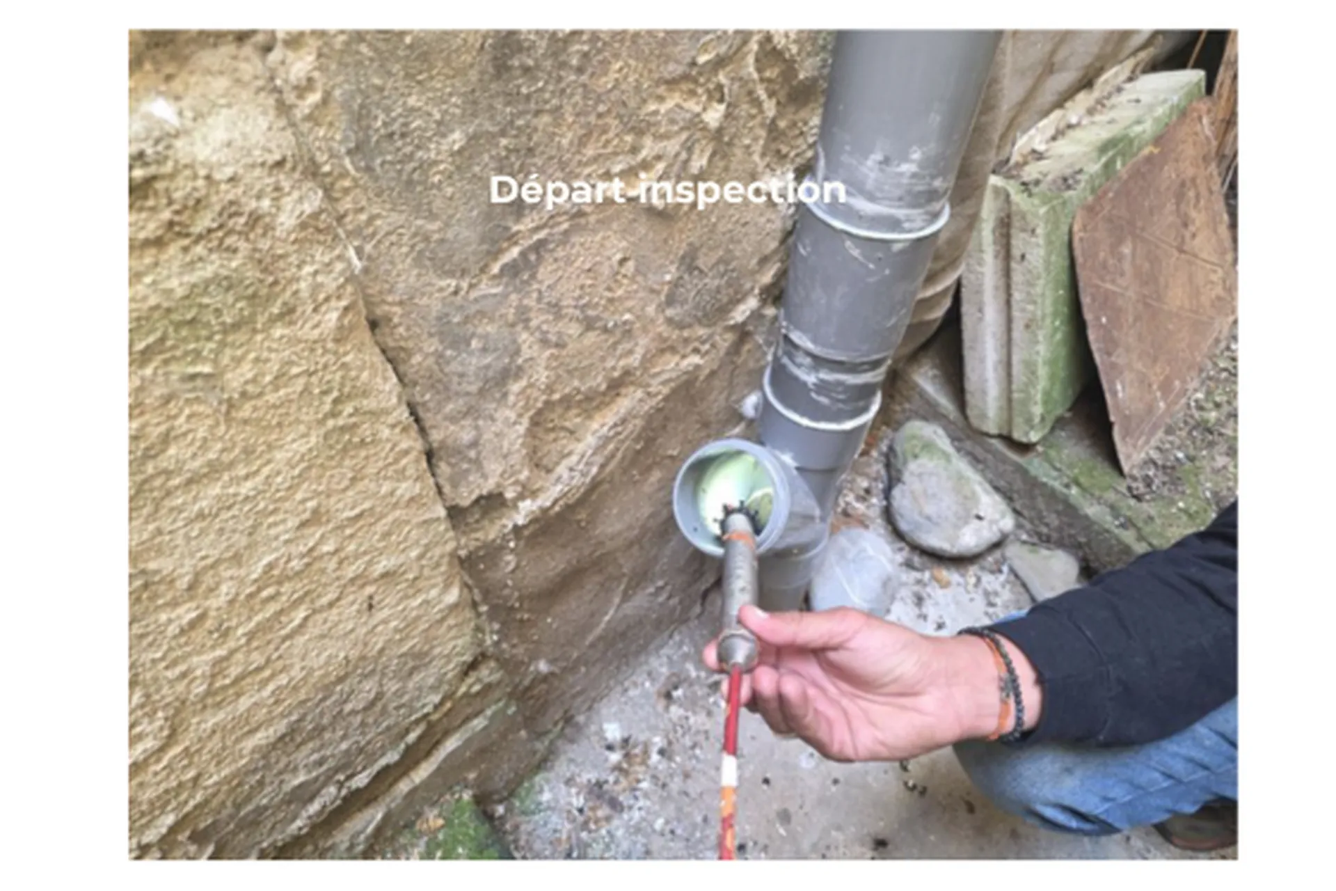 départ de l'inspection caméra d'un piquage 
