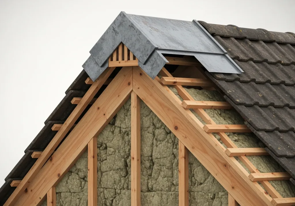 Isolation laine de roche, traitement charpente et faitage plomb ventilé à La Croix-Valmer dans le Var 83420