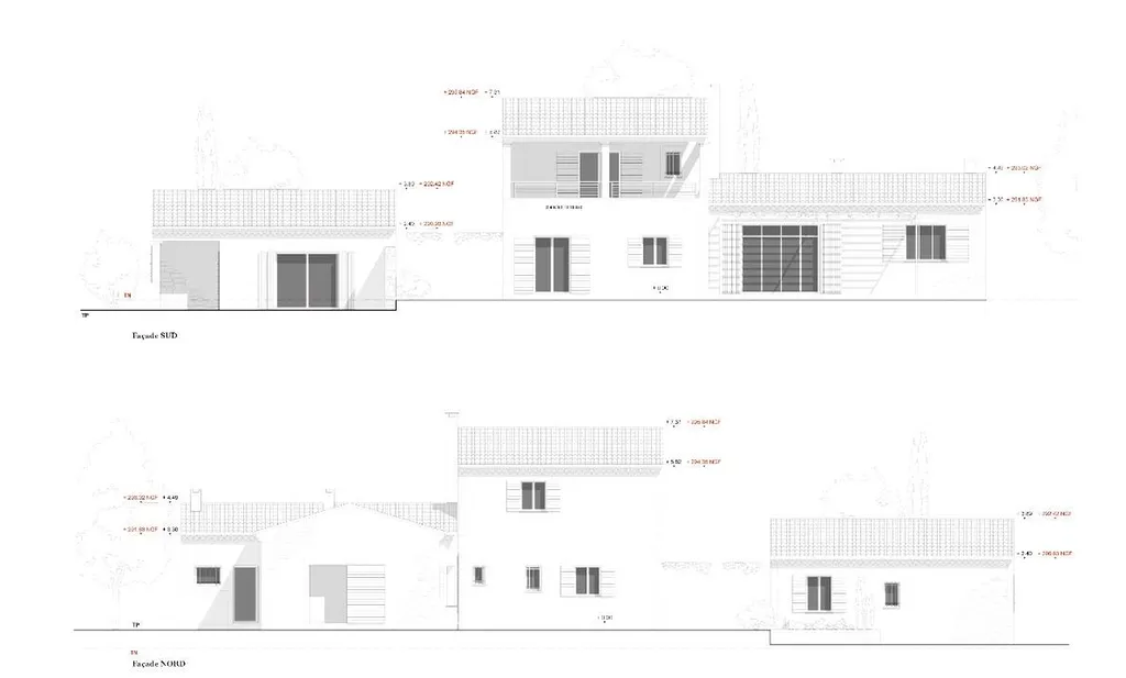 Façade Sud- Permis de construire pour une villa et ses annexes dans le Vaucluse 