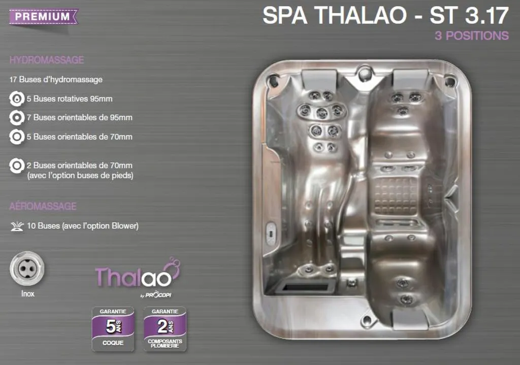 SPA 3 places haut de gamme par Aquarev'Piscines à Manosque 04100