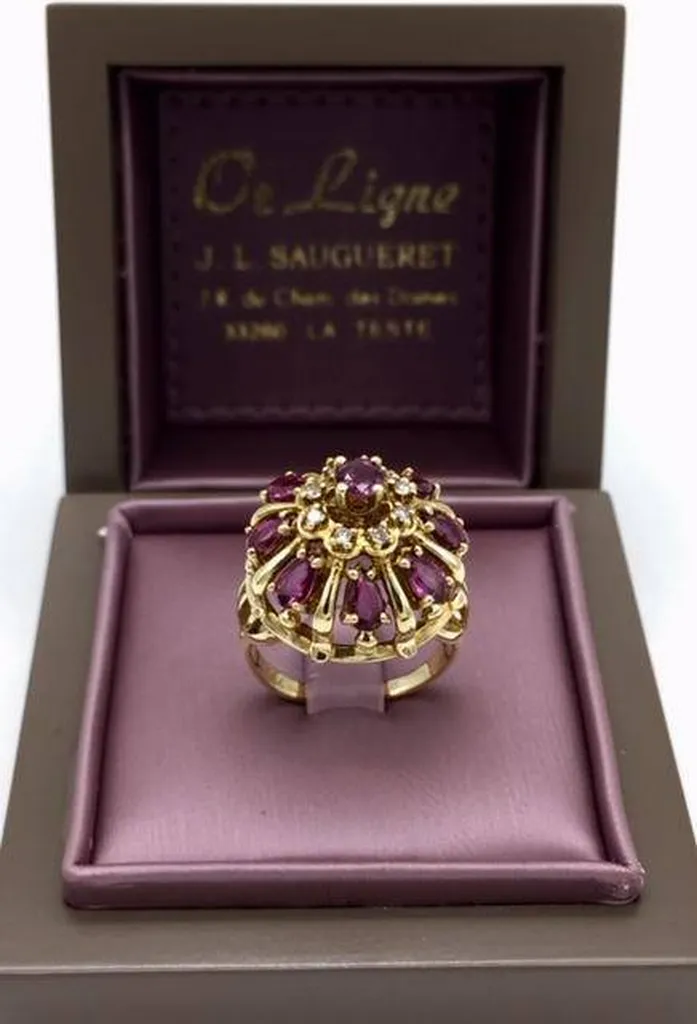 Bague or 750/1000ème rubis et diamants occasion Or Ligne La Teste Bassin d'Arcachon