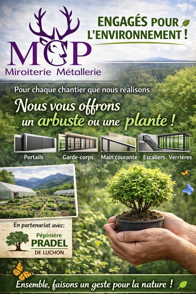 MCP Métallerie Miroiterie s’engage pour l’environnement en offrant une plante à chaque réalisation pour un avenir plus vert