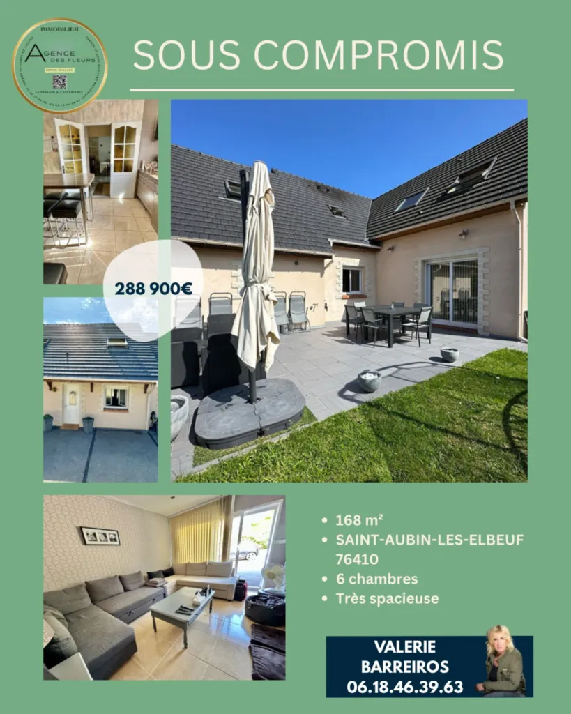 A vendre maison de 168 m² sur la commune de SAINT AUBIN LES ELBEUF