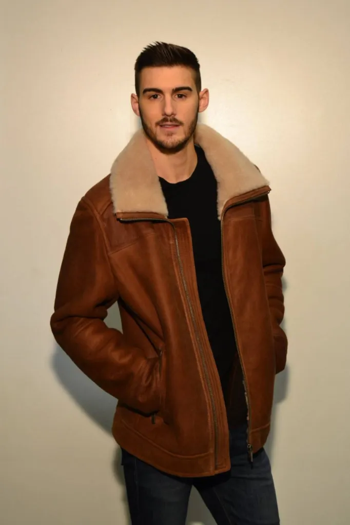 veste mouton retourné homme